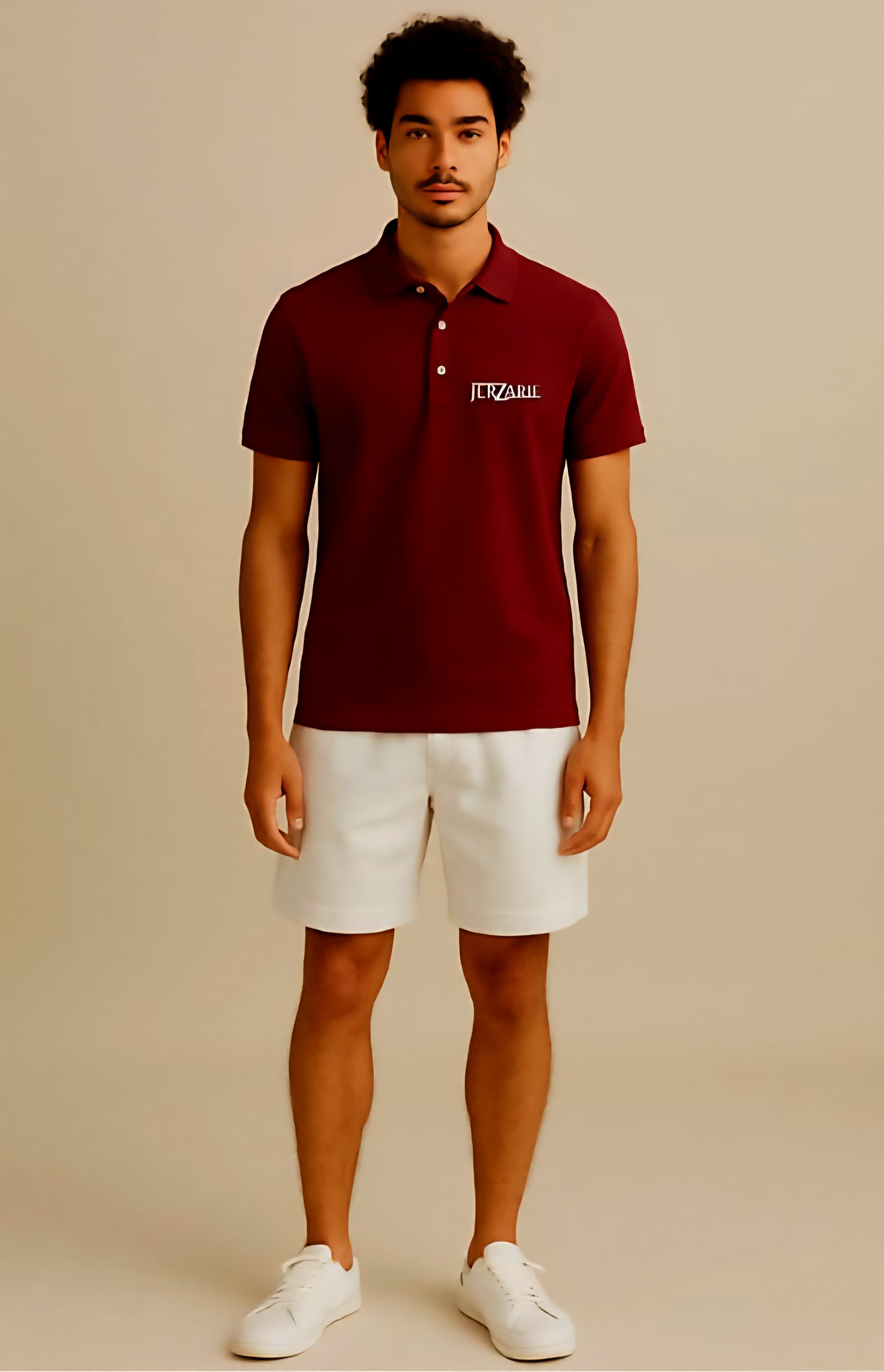 JerZarie Unisex regular fit Polo Shirt in Burgundy with white classic logo