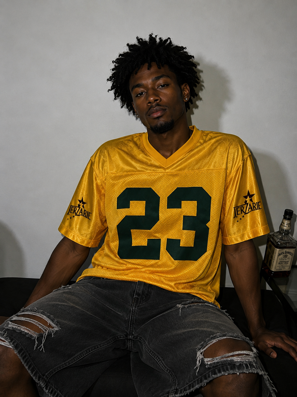 JerZarie Unisex Baseball Jersey in Yellow with Black starred logo