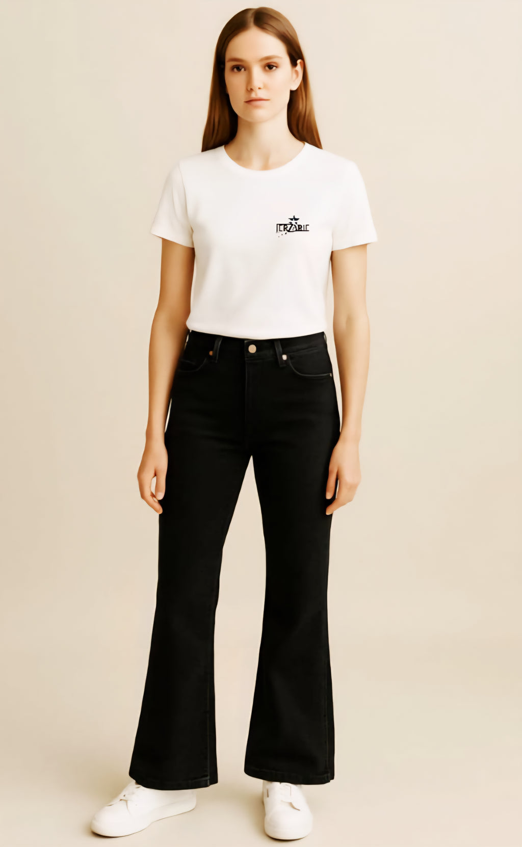 JerZarie Unisex regular fit T-Shirt in White with black starred logo