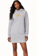 JerZarie Women's hoodie dress in Grey with gold starred logo