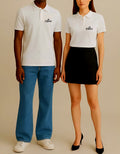 JerZarie Unisex regular fit Polo Shirt in white with black starred logo