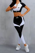 JerZarie Women's Gym Set in Black/white with black/white starred logo