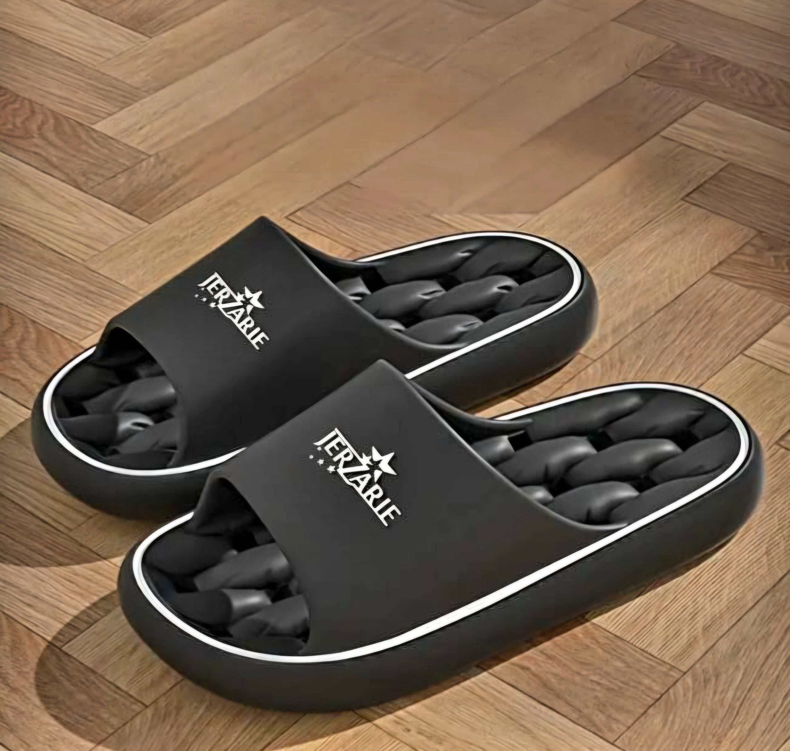 JerZarie Unisex Slide in Black with white starred logo