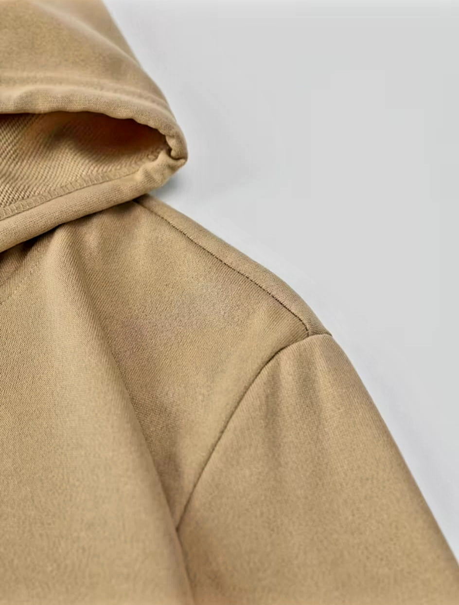 JerZarie Men's hoodie tracksuit in beige/khaki with white starred logo