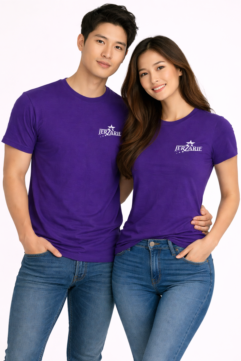 JerZarie Unisex regular fit T-Shirt in Purple with white starred logo