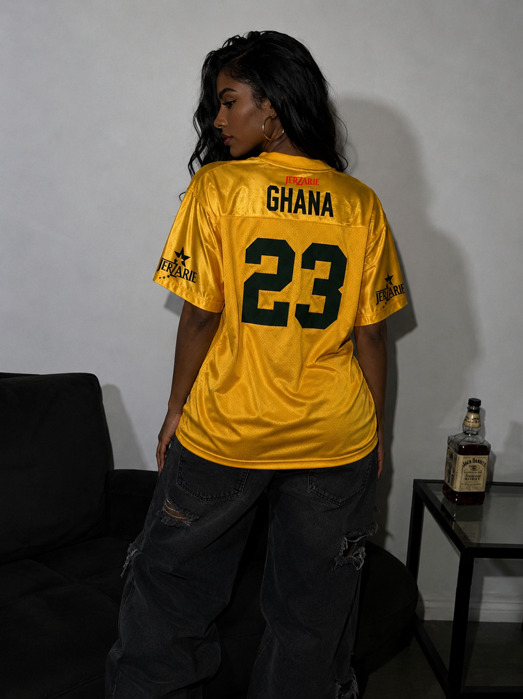 JerZarie Unisex Baseball Jersey in Yellow with Black starred logo