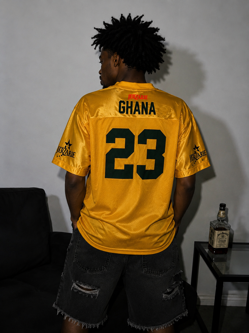 JerZarie Unisex Baseball Jersey in Yellow with Black starred logo