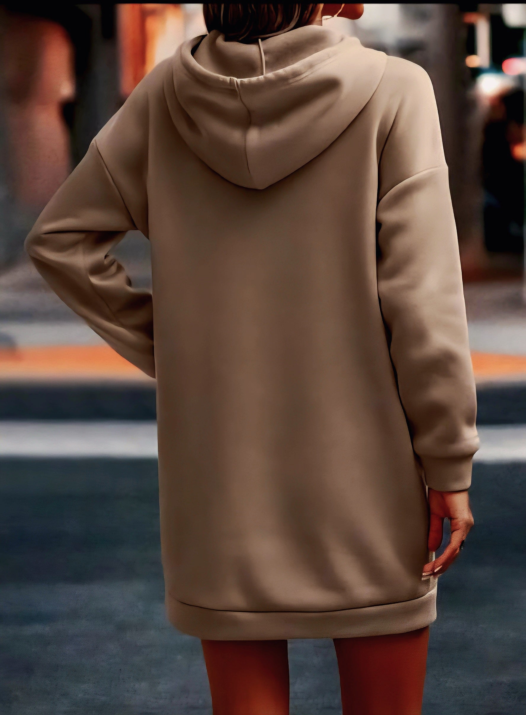 JerZarie Women's hoodie dress in Beige with gold starred logo