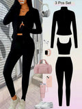 JerZarie Women's 3 piece set in black with white classic logo