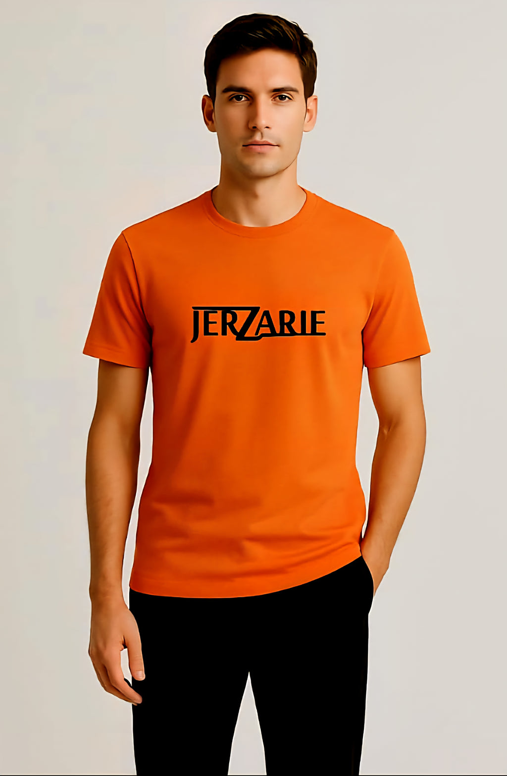 JerZarie Unisex regular fit T-Shirt in Orange with black classic logo