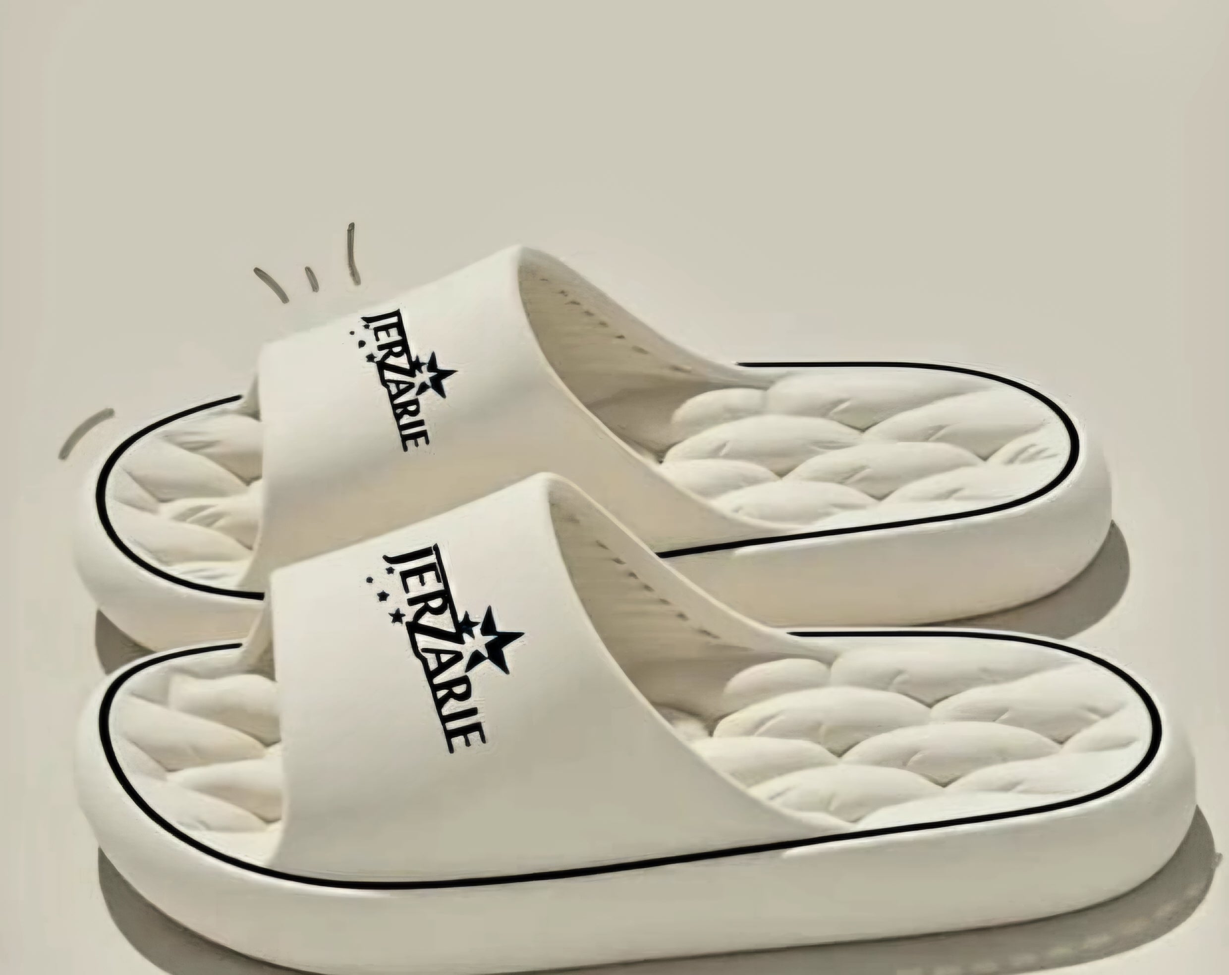 JerZarie Unisex Slide in White with black starred logo