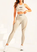 JerZarie Women's Gym Set in Wheat with black classic logo