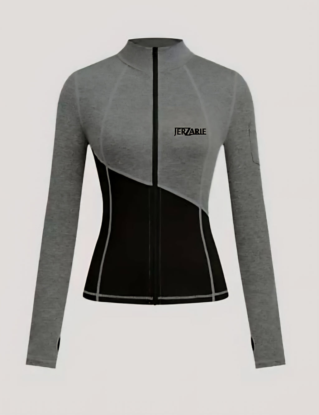 JerZarie Women's (breathable) Workout and Gym Set in grey blue with black classic logo