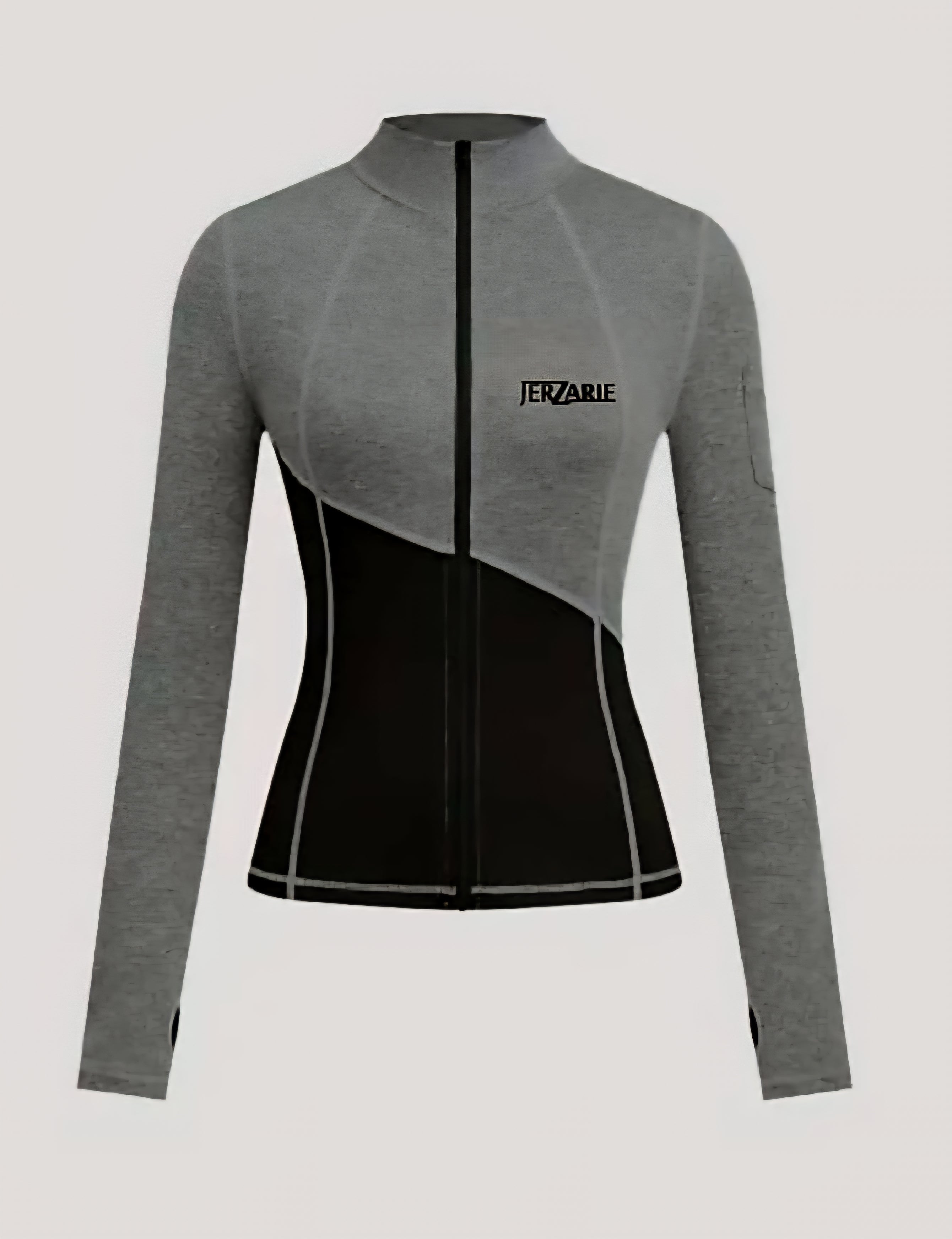 JerZarie Women's (breathable) Workout and Gym Set in grey blue with black classic logo