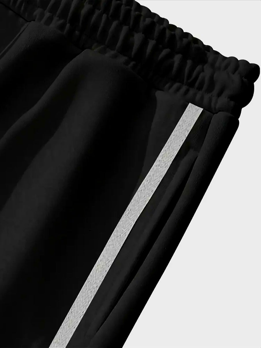 JerZarie Unisex casual flare sweatpants in black with white starred logo