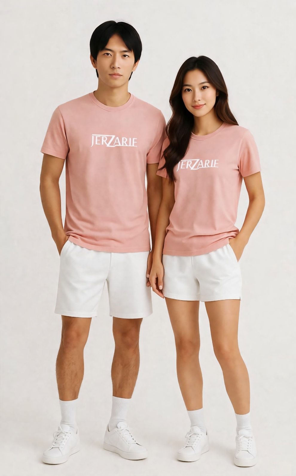 JerZarie Unisex regular fit T-Shirt in Pink with white classic logo