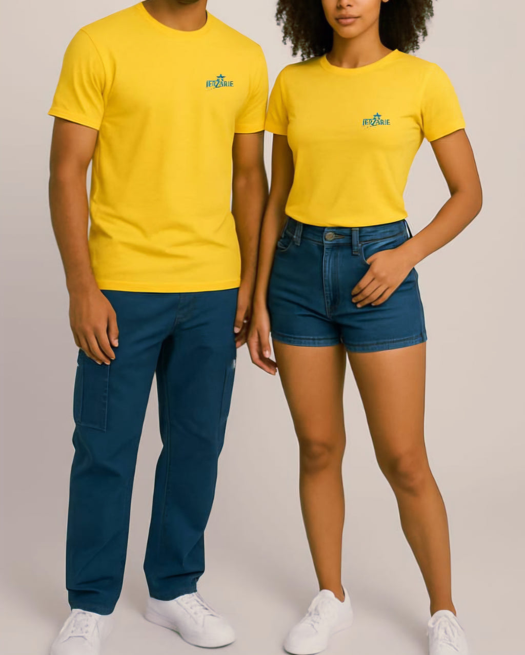 JerZarie Unisex regular fit T-Shirt in Yellow with blue starred logo
