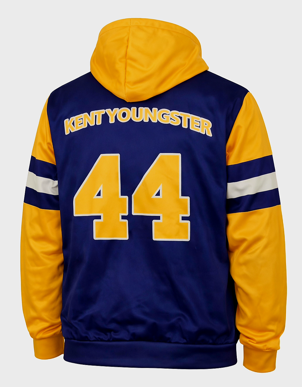JerZarie Unisex Hooded Jersey in blue/Yellow with yellow starred logo