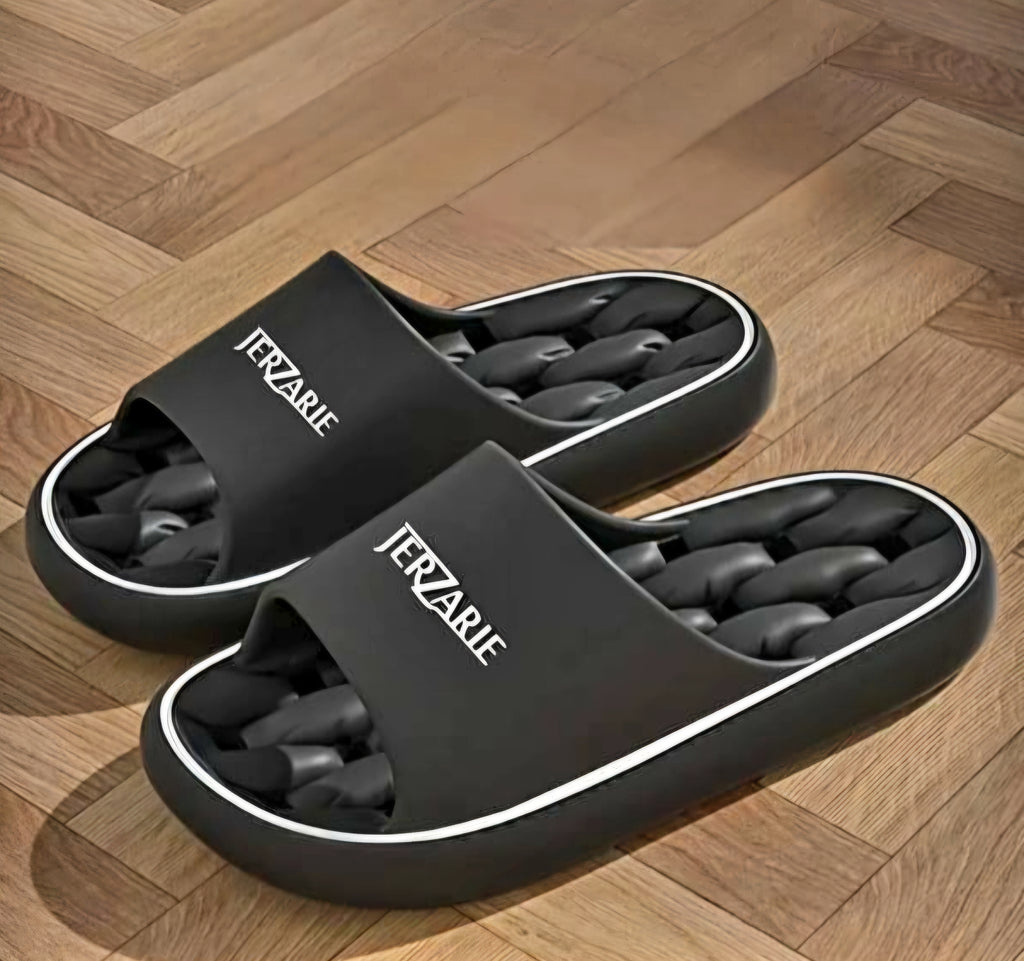 JerZarie Unisex Slide in Black with white classic logo