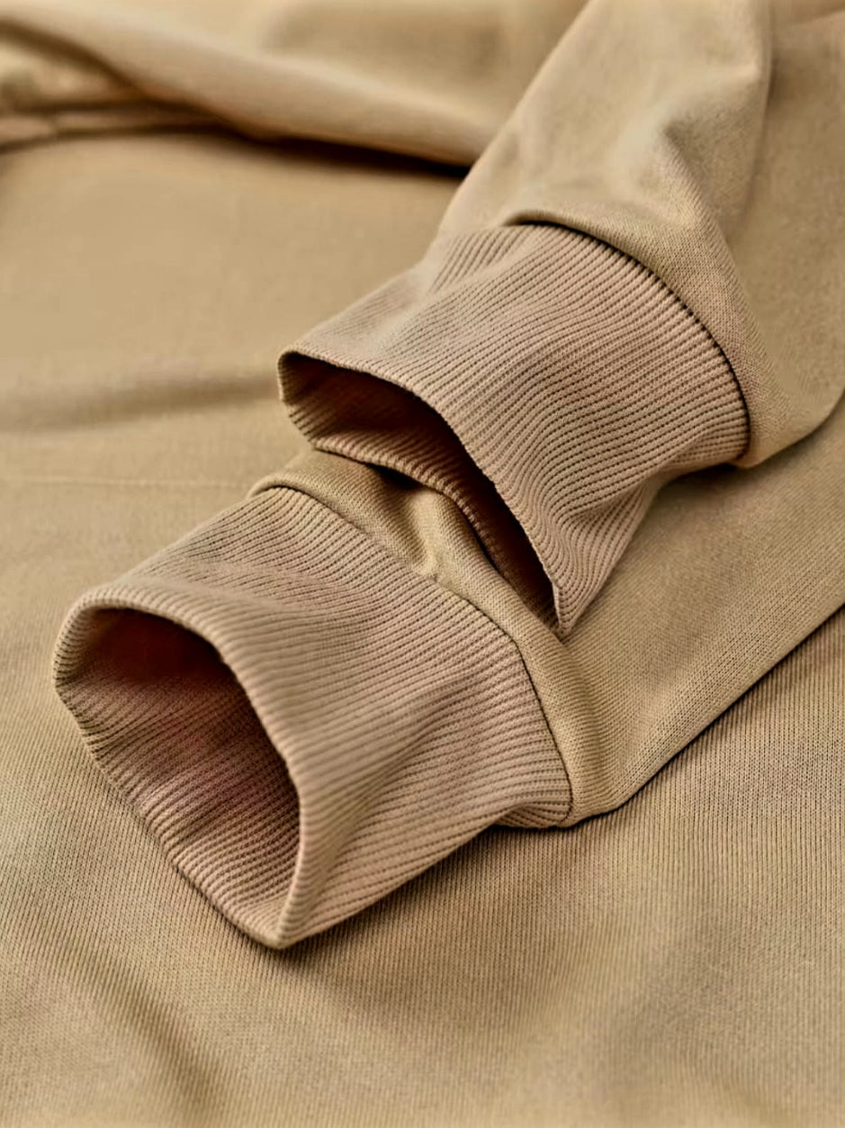 JerZarie Men's hoodie tracksuit in beige/khaki with white starred logo