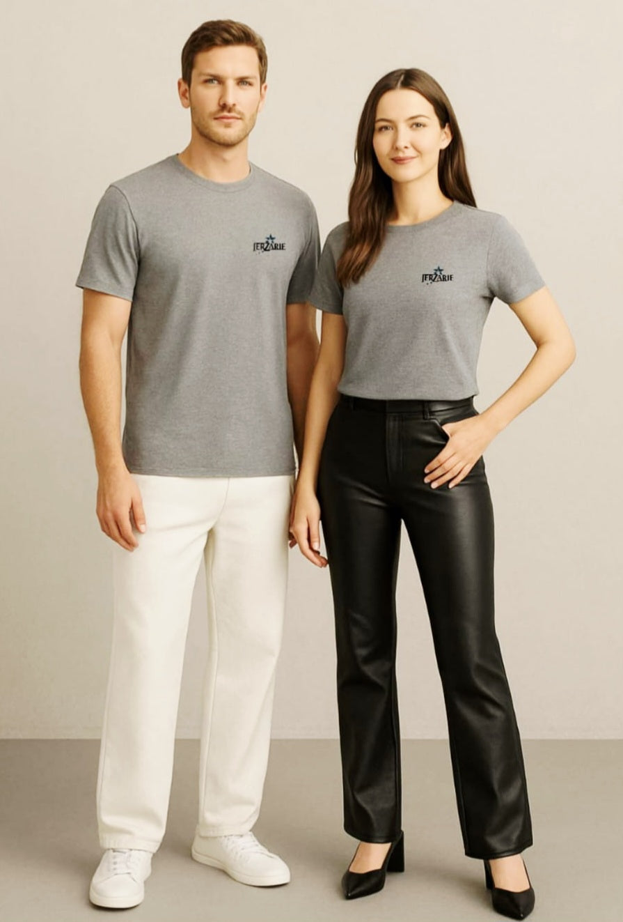 JerZarie Unisex regular fit T-Shirt in Grey with black starred logo