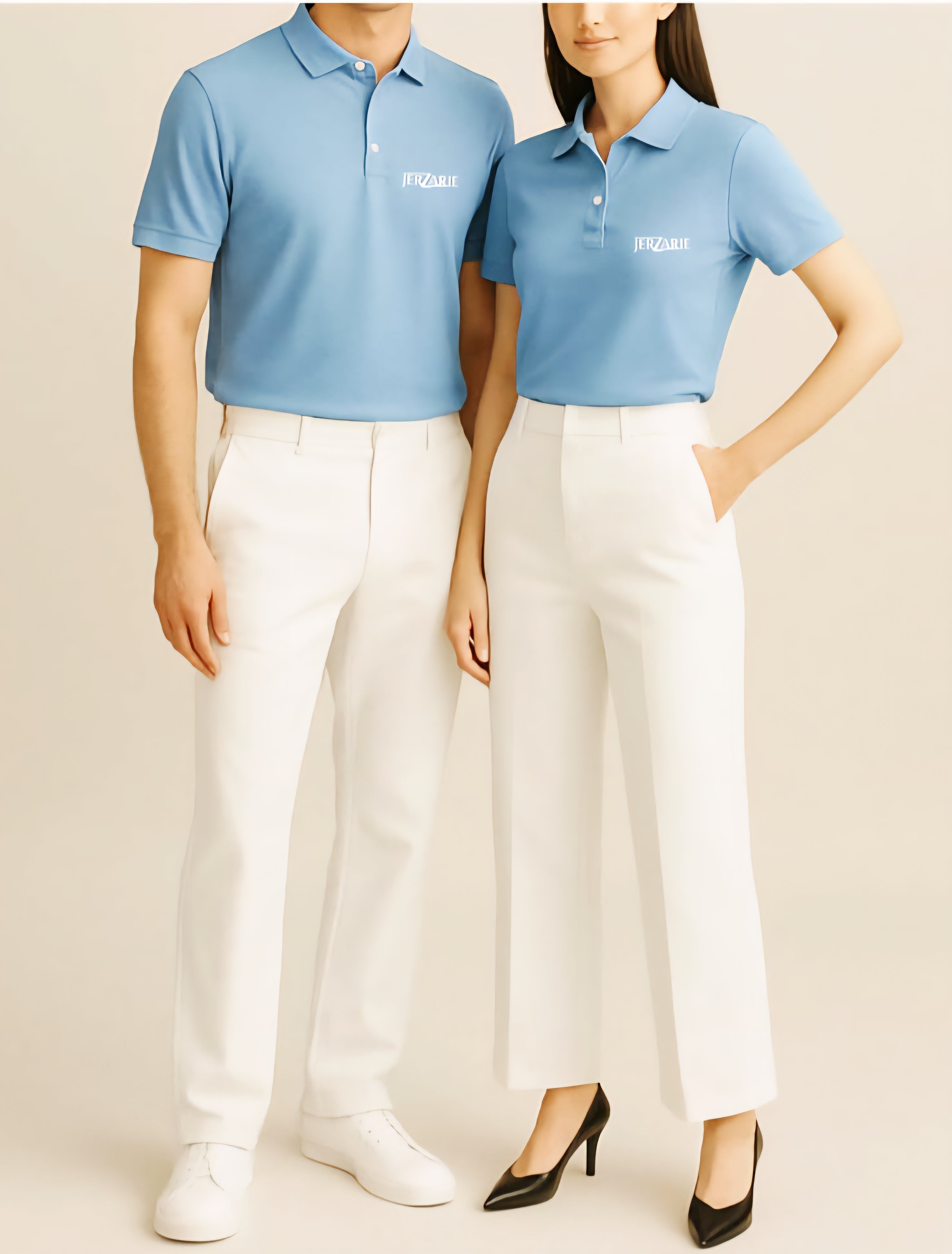 JerZarie Unisex regular fit Polo Shirt in Blue with white classic logo