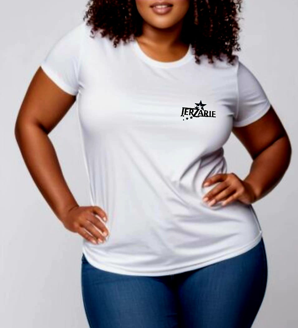 JerZarie Unisex regular fit T-Shirt in White with black starred logo