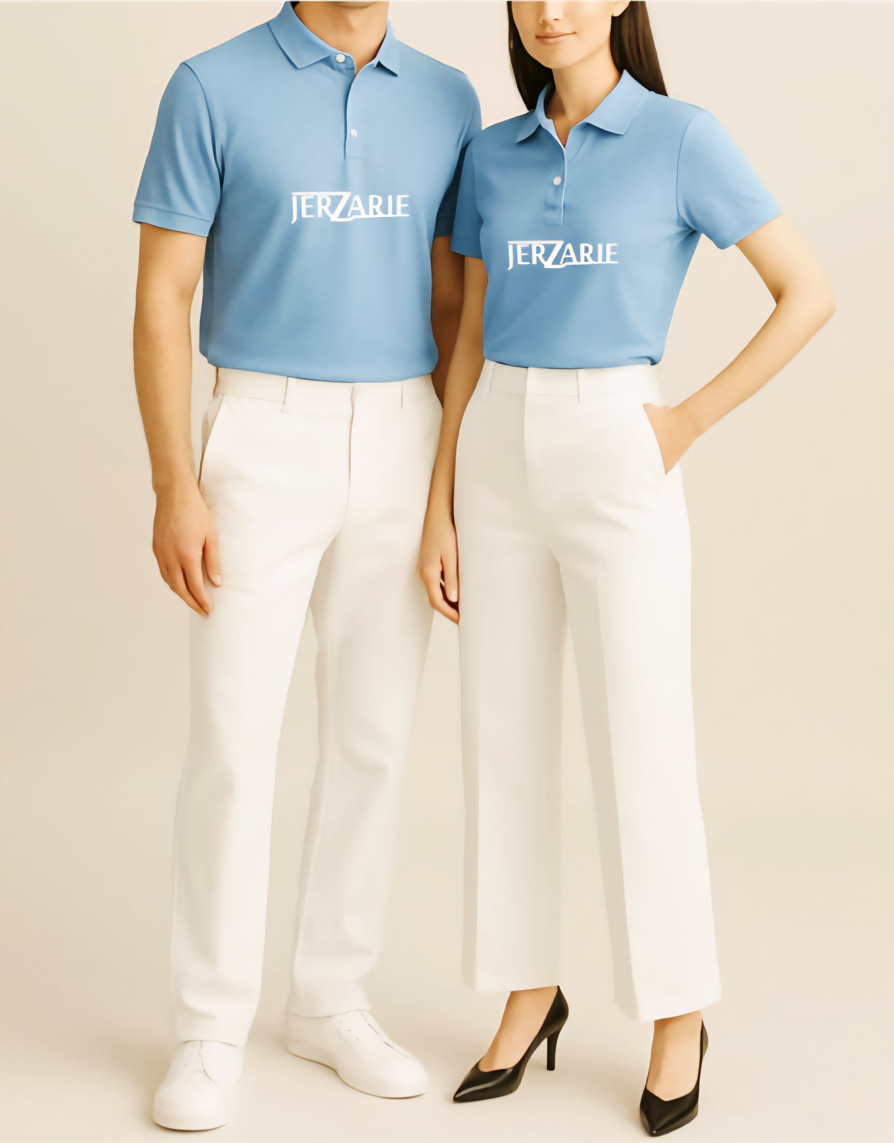JerZarie Unisex regular fit Polo Shirt in Blue with white classic logo